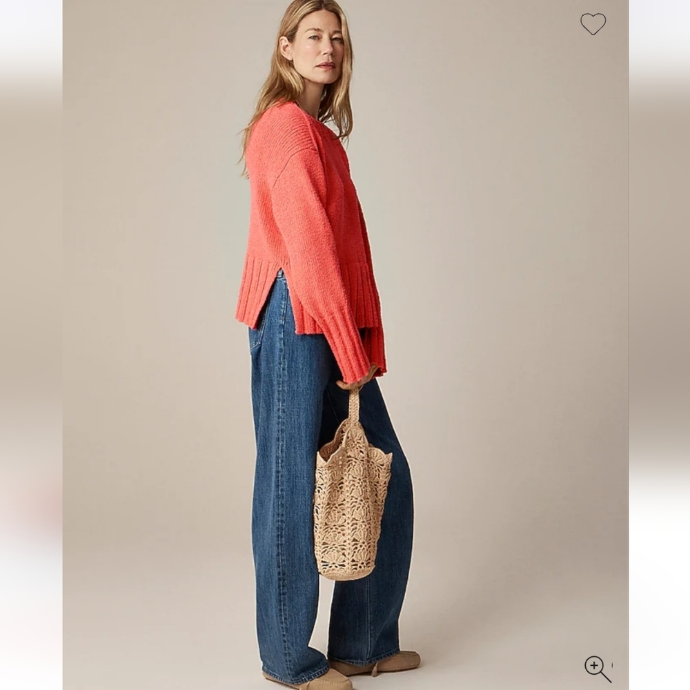 J.Crew Retail Marina sweater in textured cotton blend $118 Sunfire Coral XS - Picture 2 of 10